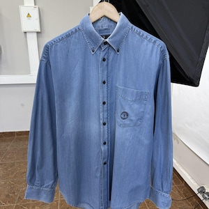Vintage 90s Trussardi Jeans Denim Shirt Made in Italy Rare size L