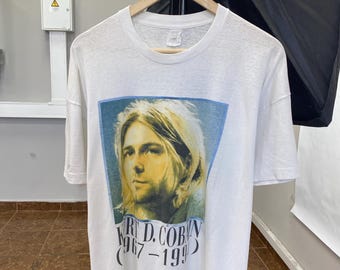 Vintage 1994 Kurt Cobain Nirvana Memorial T-Shirt Seltene Retro Größe XL Farbe Weiß Screen Star Fruit of The Loom