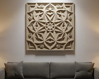 Octograma de arte mural natural: madera multicapa 3D, decoración de pared para apartamento