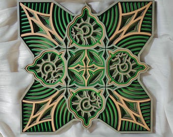 Wood Layered Mandala Art: 3D Geometric Wall Decor for Living Rooms