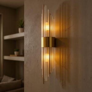 Moderne goldene LED-Wandleuchte - Luxus-Nachttischleuchte aus Edelstahl