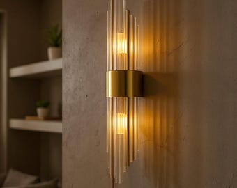 Moderne goldene LED-Wandleuchte - Luxus-Nachttischleuchte aus Edelstahl