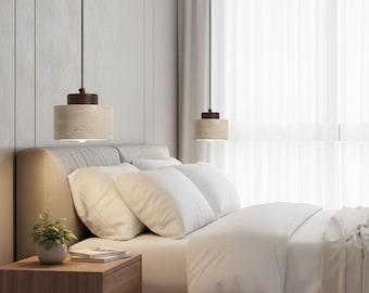 Wabi-Sabi Stone Pendant Lamp – Modern Japanese Bedside Light
