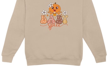 Sudadera de calabaza con especias para bebé / Bonito jersey de cuello redondo otoñal / Suéter retro de calabaza con especias / Suéter acogedor de otoño / Conjunto de otoño con parche de calabaza