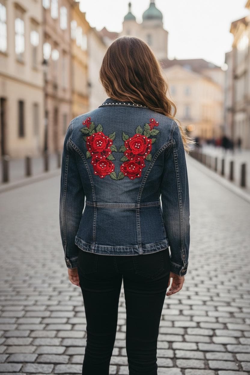 Rose Denim Jacket - Etsy