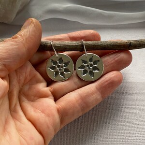 Poinsettia silver earring for Christmas, handcrafted flower earrings, Christmas earrings. image 4