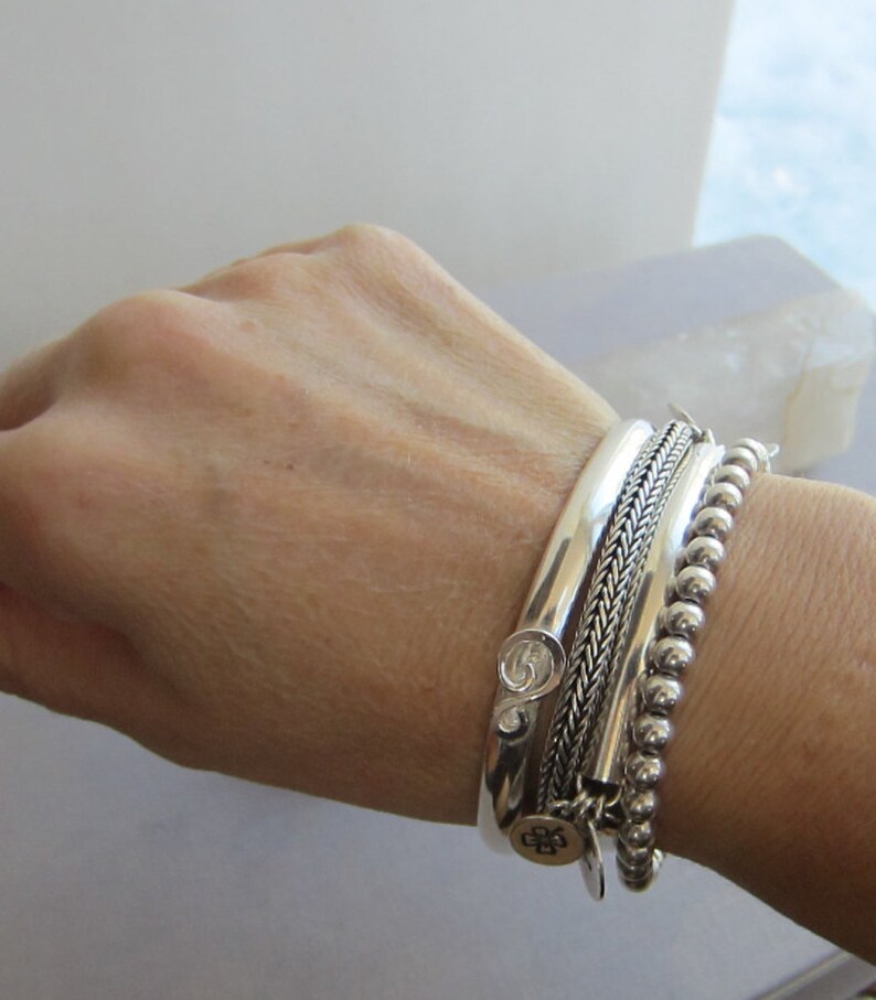 Silver Bangle/ Solid Sterling Silver Bracelet/ Silver Wire Etsy