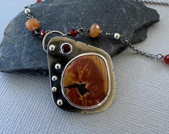 Handcrafted silver and Jasper pendant necklace