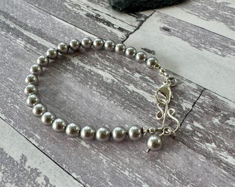 Braccialetto di perle in cristallo Swarovski argento