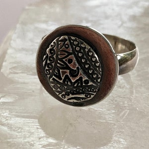 Handmade Oxidized Sterling Silver Ring: Statement Jewelry, US Size 8