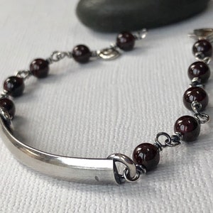 Hammered Sterling Silver Garnet Bracelet: January Birthstone Jewelry