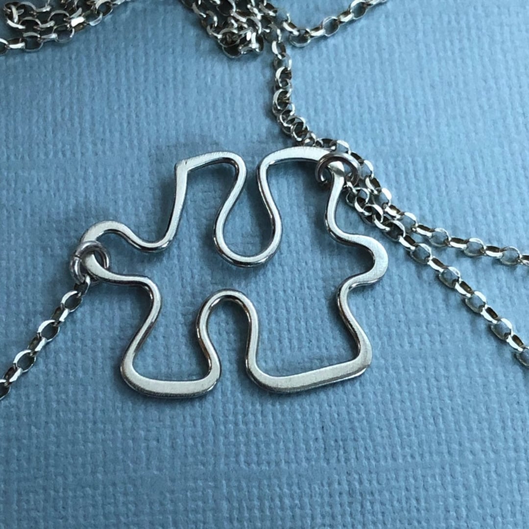 Sterling Silver Puzzle Pendant Necklace: Autism Awareness Gift - Etsy