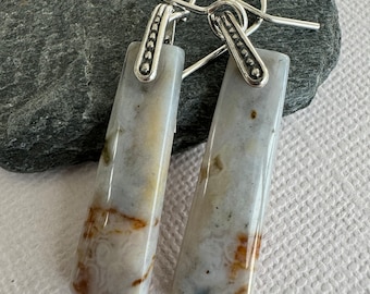 Modern sterling silver earrings with Jasper gemstone.