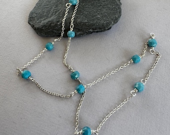Collana girocollo in turchese fatta a mano: catena in argento sterling, regalo per adolescenti