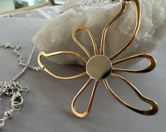 Sterling silver flower necklace, gift for mom