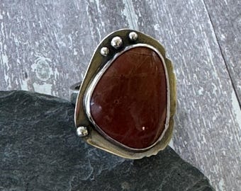 Handmade Sterling Silver Statement Ring: Jasper Stone, US 10.5
