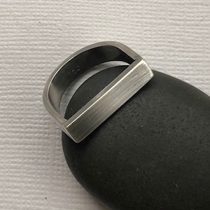Oxidized Sterling Silver Ring: Modernist Handmade Band, Size US 6