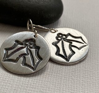 Orecchini Pendenti A Goccia In Argento 925 Con Vischio, Modello Christmas Dangle, Fili Per Orecchie. Gioiello Artigianale Inglese, Senza Scatola Regalo. Ideali Per Natale E Occasioni Speciali.