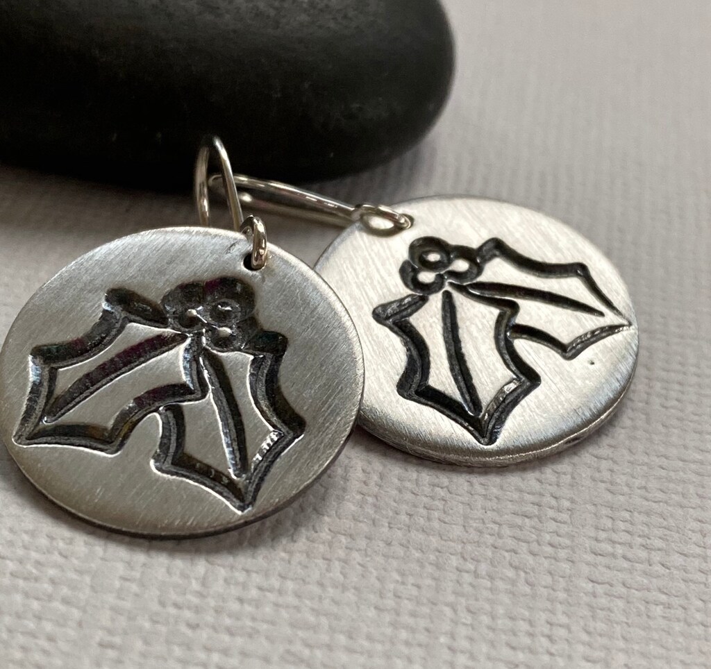 Orecchini Pendenti A Goccia In Argento 925 Con Vischio, Modello Christmas Dangle, Fili Per Orecchie. Gioiello Artigianale Inglese, Senza Scatola Regalo. Ideali Per Natale E Occasioni Speciali.