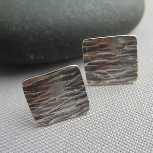 Silver Hammered Stud Earrings/Texturized Silver Stud Earring /Hammered Stud Earrings/ Artisan Earrings/ Geometric stud Earrings