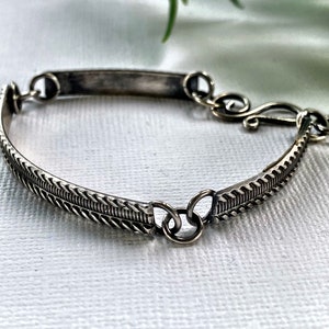Textured Sterling Silver Link Bracelet: Hand Forged Bar Design