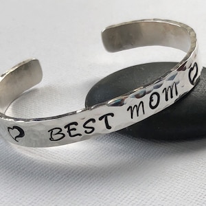 Personalized Thick Sterling silver cuff/ Mother&#39;s Day gift /Personalized silver Jewelry /Hammered Sterling Silver Cuff/ Solid Sterling