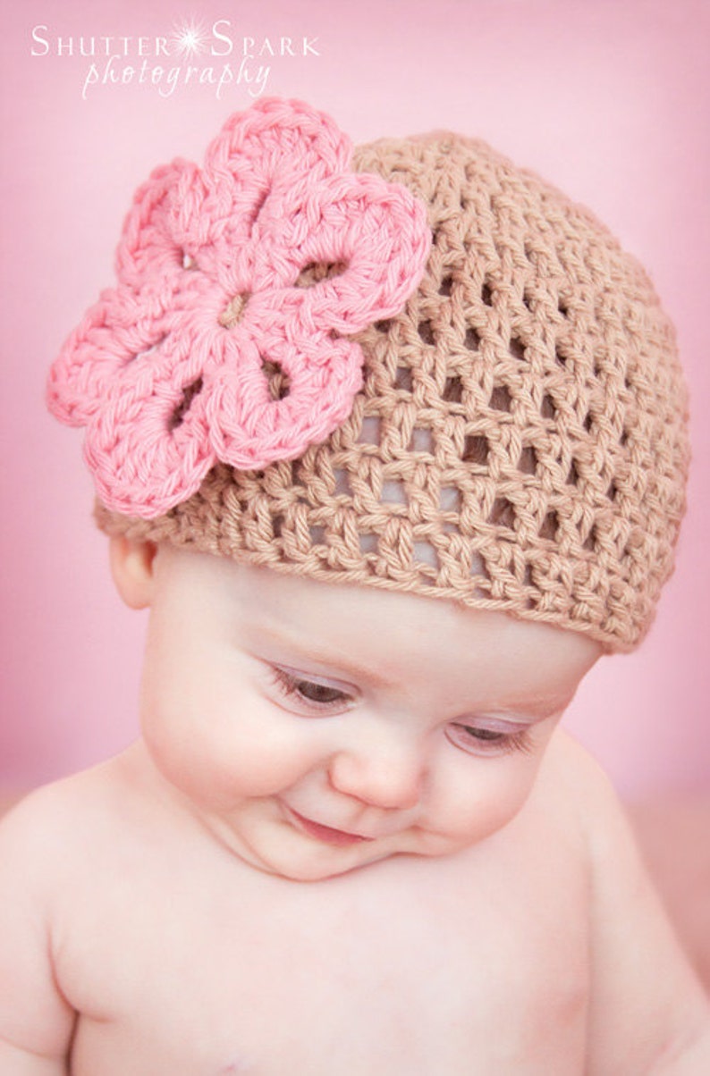 PDF CROCHET PATTERN Instant Download Sweet Pea Flower Beanie Photo Prop Hat Includes 8 Sizes Micro-Preemie Through Adult Sell What You Make image 2