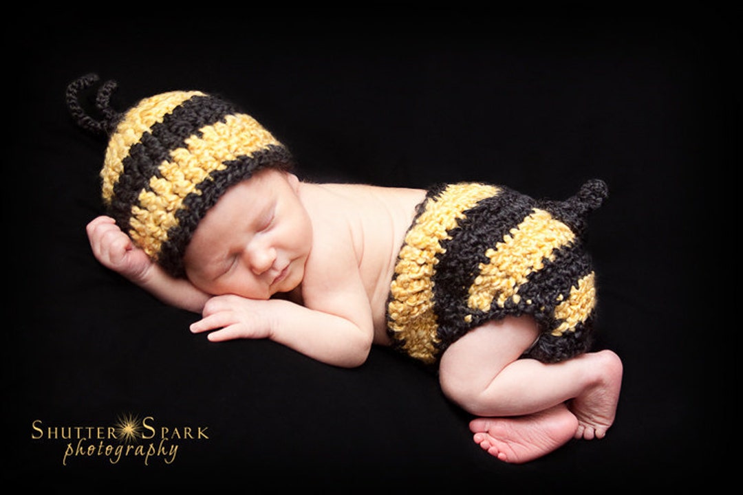 PDF CROCHET PATTERN Instant Download Baby Bumblebee Newborn Hat and ...