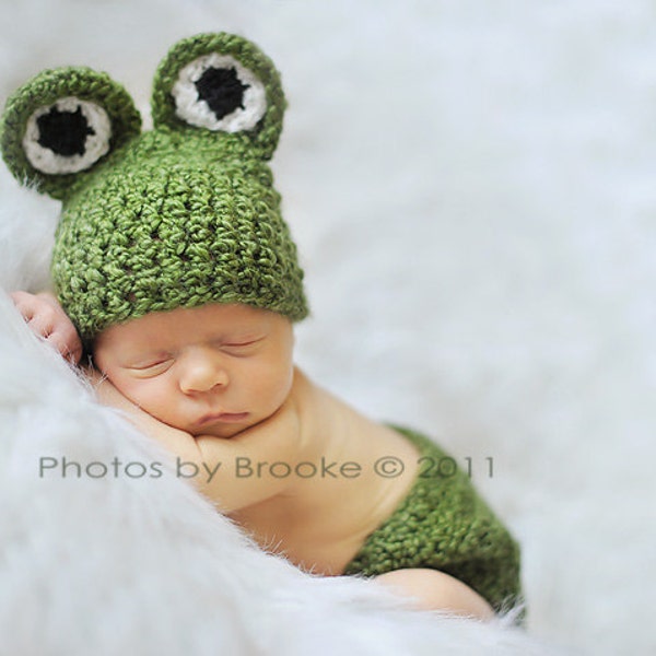 PDF Crochet PATTERN Newborn Froggy Beanie Hat And Diaper Cover Set Sell What You Make