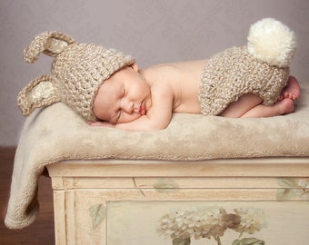 PDF CROCHET PATTERN Instant Download Newborn Bunny Diaper Cover And Hat Photo Prop Set Sell What You Make