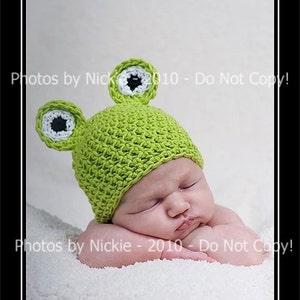 PDF CROCHET PATTERN Instant Download Froggy Baby Beanie Photo Prop Hat 6 Sizes Preemie Through 5 Years Sell What You Make