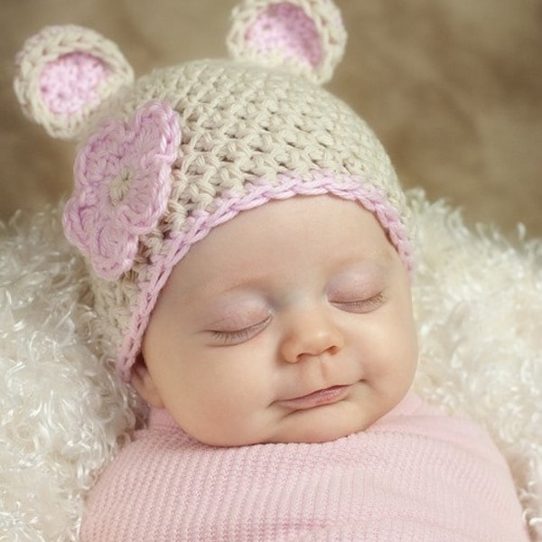 PDF Crochet PATTERN Download Sugar Bear Hat Sizes Preemie Newborn 0-6 Month 6-12 Month 12-24 Month 3-5 Years Sell What You Make