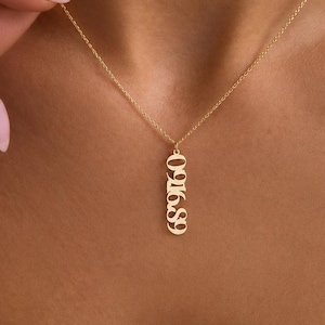 Personalized Date Necklace, Vertical Date Necklace, Custom Anniversary Necklace, Meaningful Date Jewelry, Gift for Her, Christmas Gift