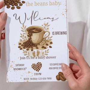 Coffee Baby Shower Invitation | Time to Spill the Beans | Baby Is Brewing