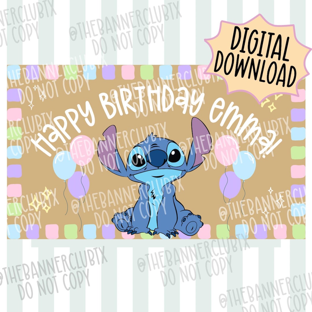 Stitch Banner Template | DIGITAL FILE | Stitch Birthday | Stitch ...