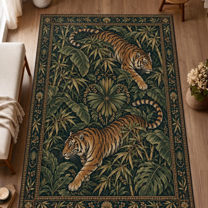 Tiger Print Rug Vintage - Etsy