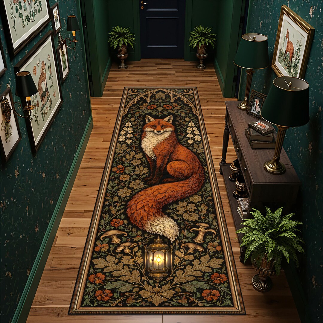 Fox Runner Rug, Dark Academia Woodland Decor, Forestcore Gothic Hallway ...
