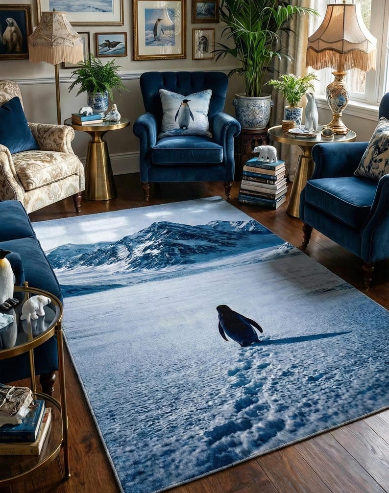 Nihilist Penguin Rug, Corporate Burnout Decor, Introvert Penguin Art ...