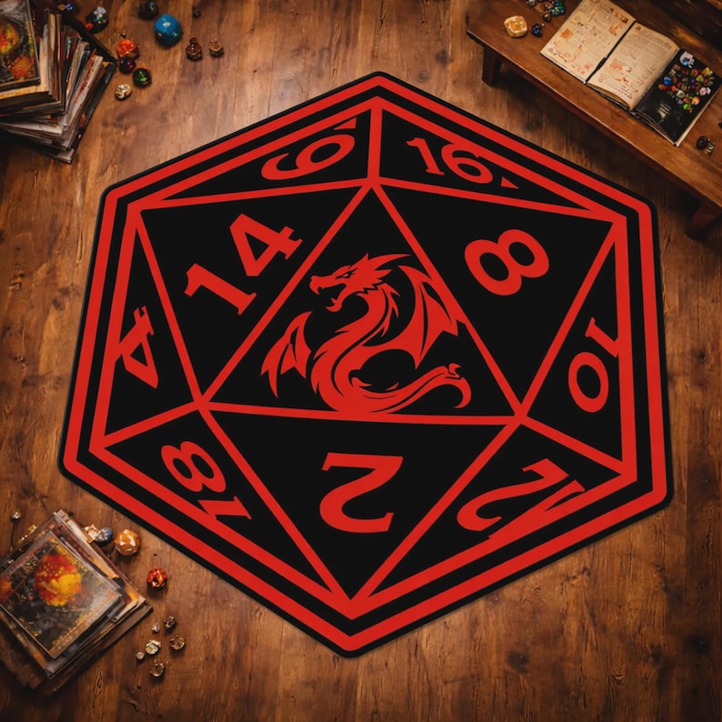 Dnd Red Rug DND Dice Rug, D20 Dice Gaming Rug, Dungeon Master Gift, Tabletop Gaming ...