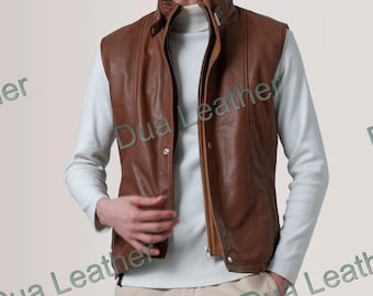 Men’s Brown Leather Vest – Real Leather Waistcoat