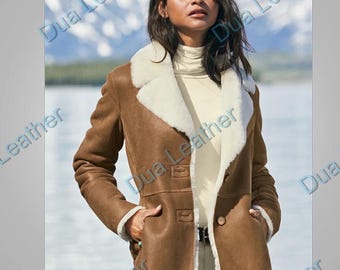 Women’s Shearling Sheepskin Coat | Vintage Suede Winter Jacket