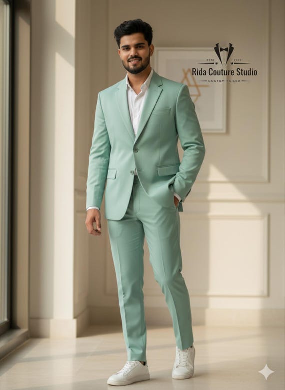 Mint Green Tailored Suit: Slim Fit Two-piece Wedding Suit - Etsy Mint Green Tailored Suit: Slim Fit Two-piece Wedding Suit - Etsy