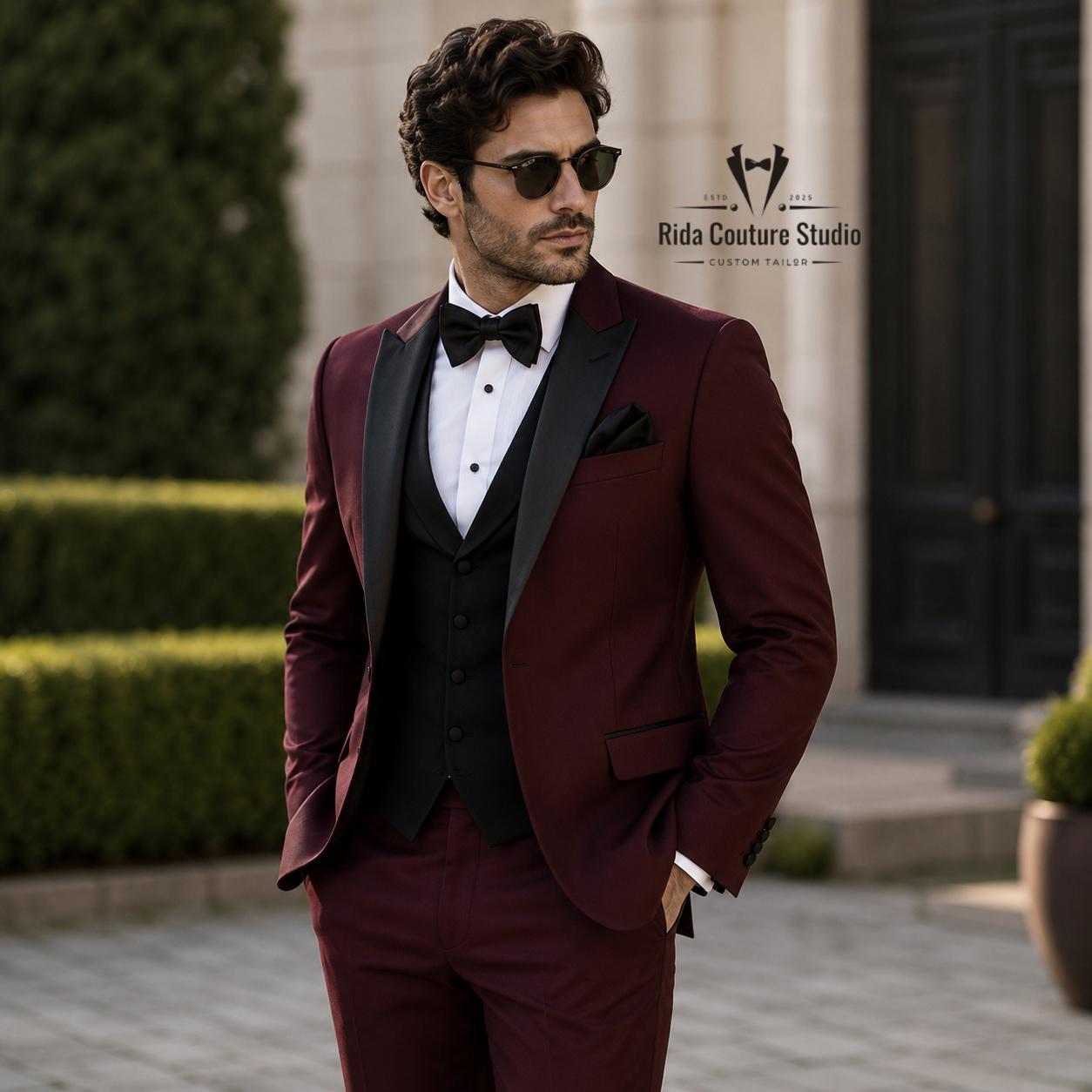 Black and Burgundy Suit - Etsy Black and Burgundy Suit - Etsy