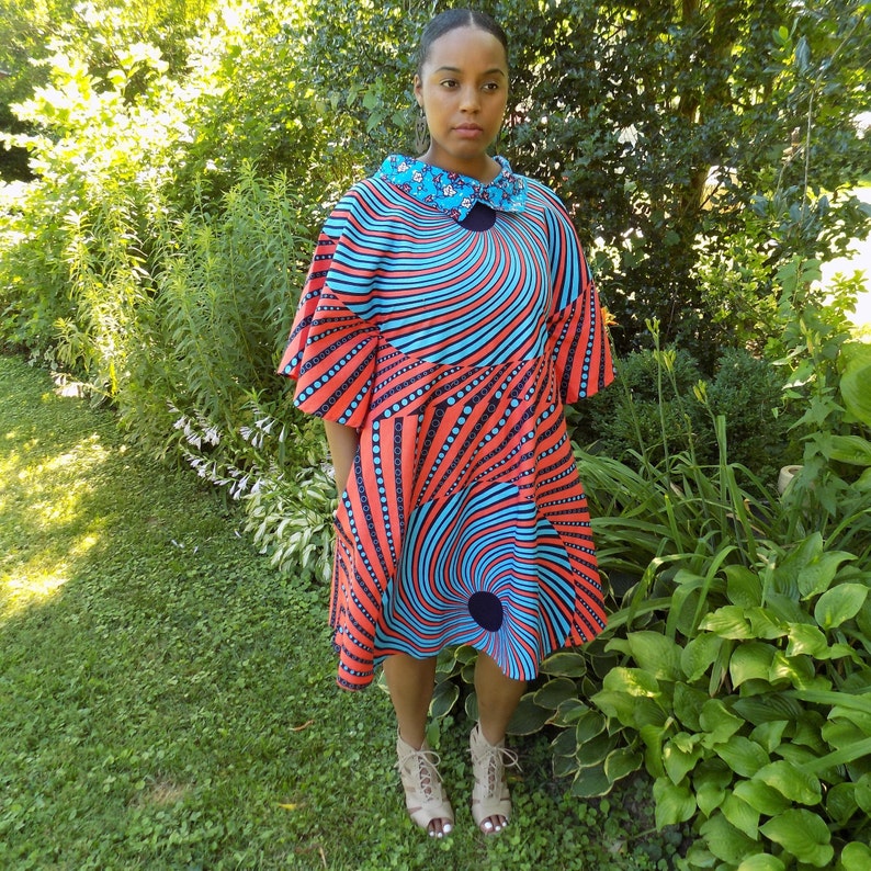Women/'s Dress Wax Print Dress SOLENE African Print Dress
