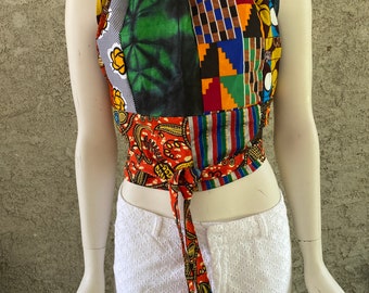 African Print Halter Top/Wax print Halter Top Patchwork Halter Top