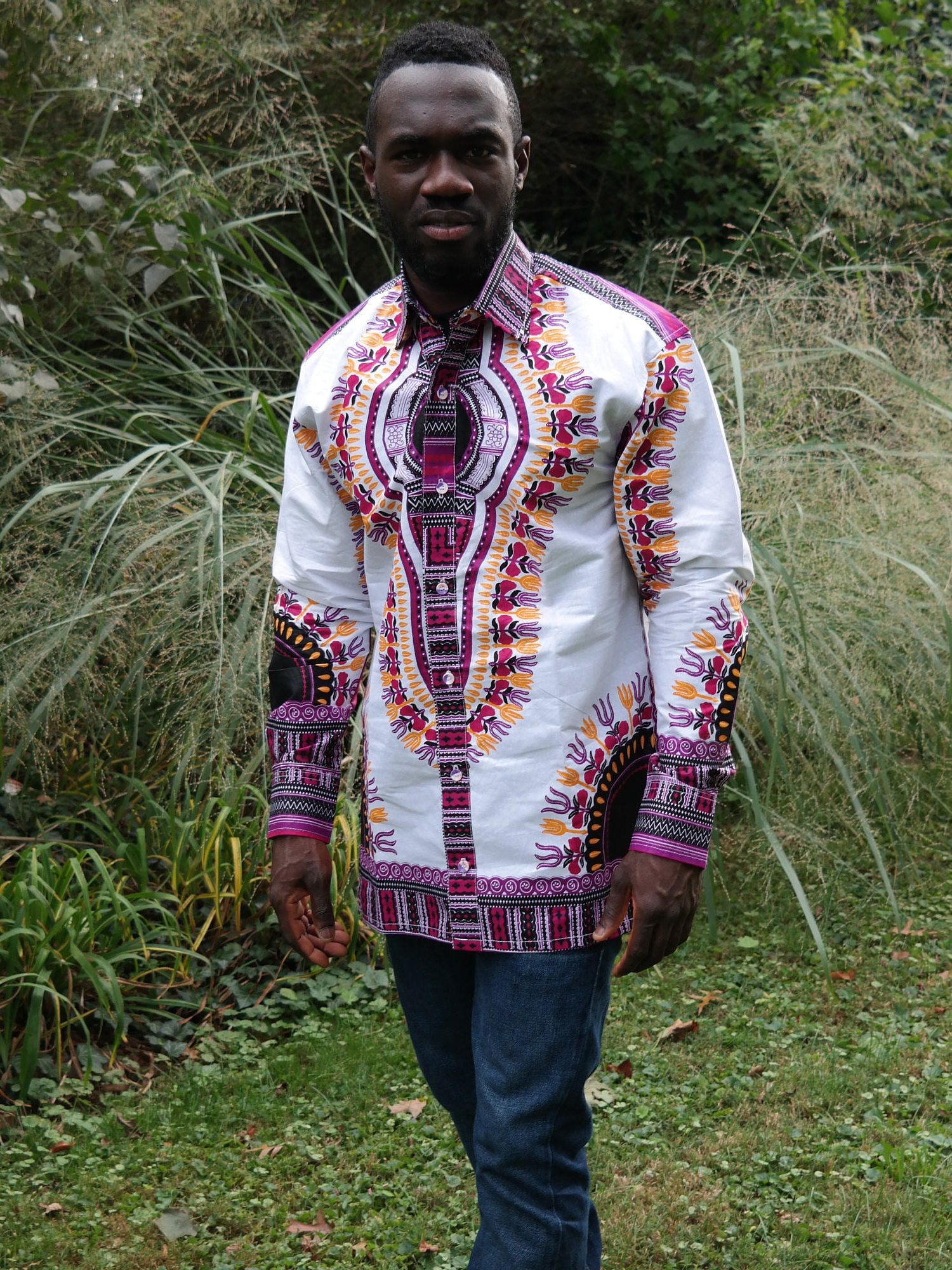 African print dress shirt mens online
