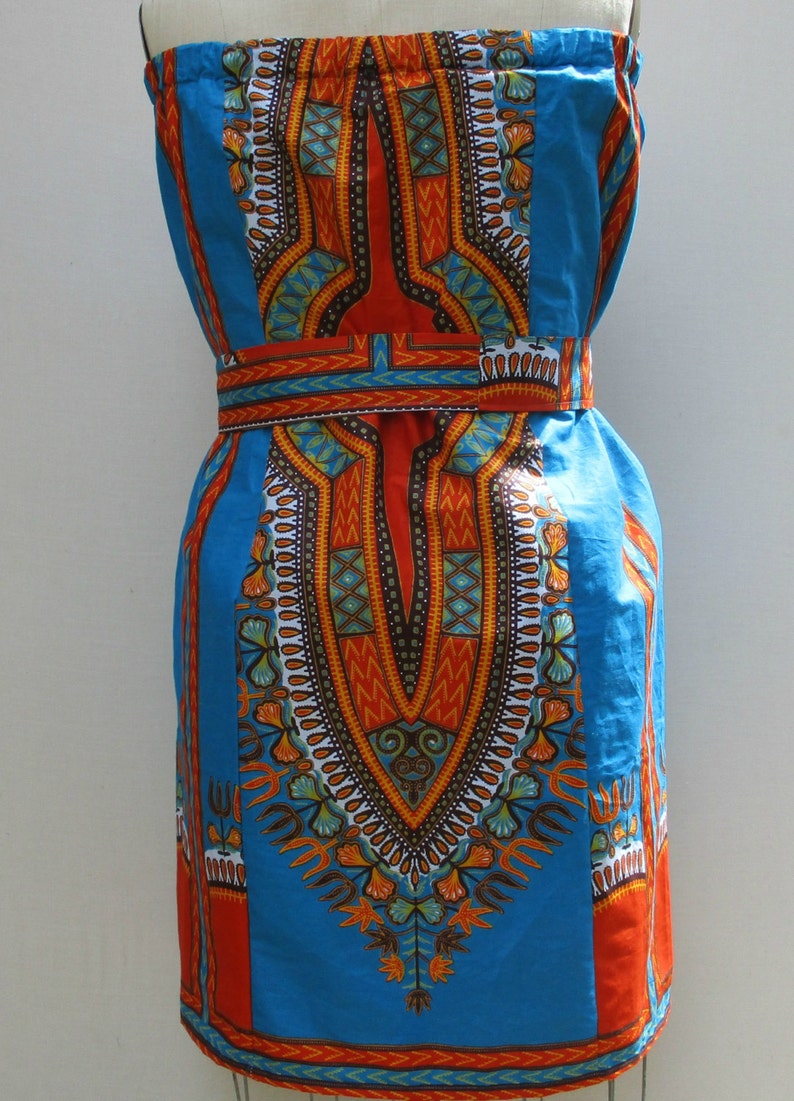 African Print Dress, Dashiki Dress, Strapless Dress, Angelina Print ...