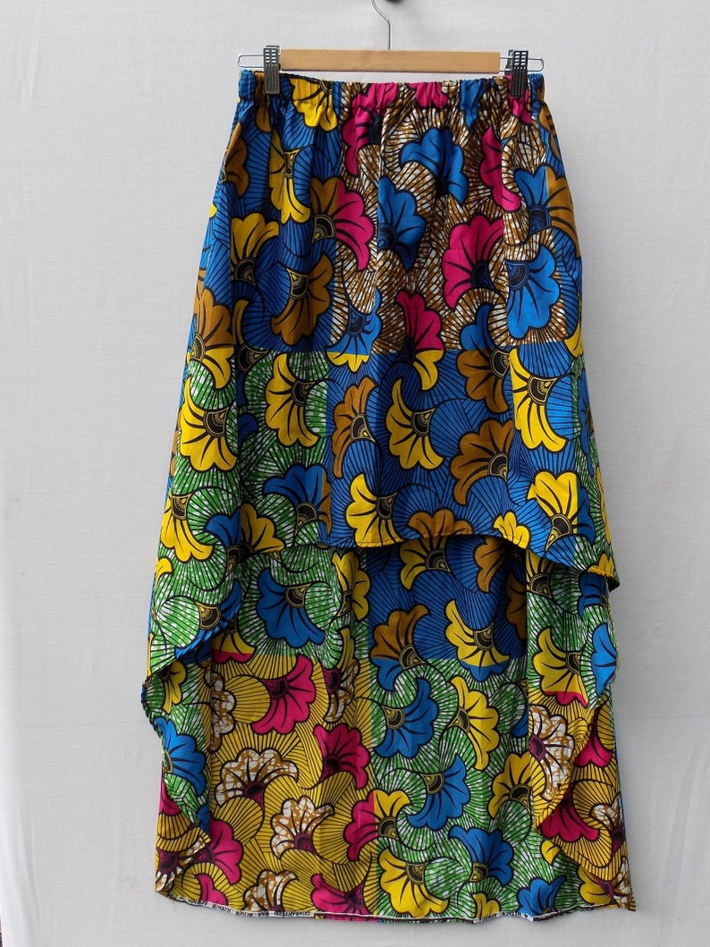 Wax Print Skirt, Women's High-Low Skirt, African Print Skirt, Ankara Skirt image 1