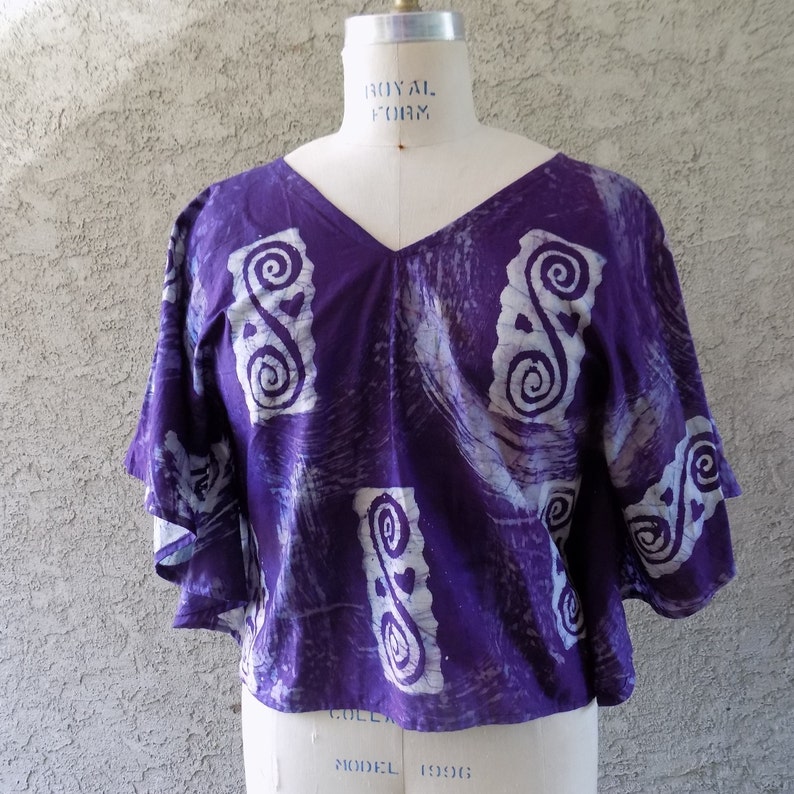 African Print Blouse, Women's Top, Butterfly Blouse/ Tie Dye/Batik Blouse image 2