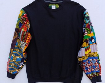 African Print Sweatshirt, Wax Print Sweatshirt, Ankara Sweatshirt, FEZILE sweatshirt, African Sweatshirt, Patchwork Sweatshirt